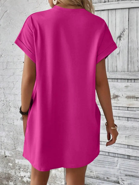 Round Neck Short Sleeve Mini Dress - V.I.P Digital Presence