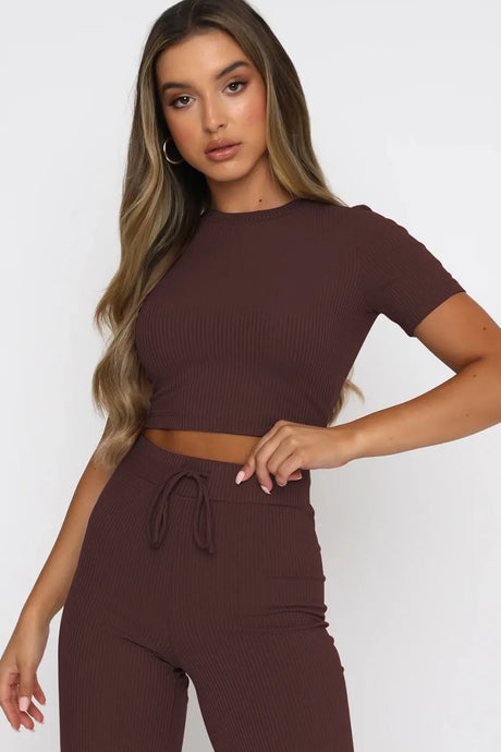 Round Neck Short Sleeve Top and Pants Set - V.I.P Digital Presence