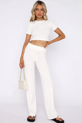 Round Neck Short Sleeve Top and Pants Set - V.I.P Digital Presence