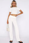 Round Neck Short Sleeve Top and Pants Set - V.I.P Digital Presence