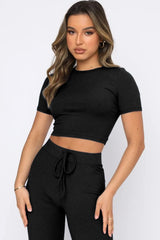 Round Neck Short Sleeve Top and Pants Set - V.I.P Digital Presence