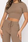 Round Neck Short Sleeve Top and Pants Set - V.I.P Digital Presence