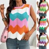 Round neck short sleeved vest contrasting wave top - V.I.P Digital Presence