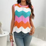 Round neck short sleeved vest contrasting wave top - V.I.P Digital Presence