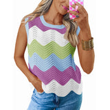Round neck short sleeved vest contrasting wave top - V.I.P Digital Presence