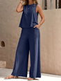 Round Neck Sleeveless Top and Wide Leg Pants Set - V.I.P Digital Presence