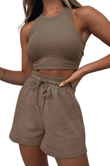 Round Neck Top and Drawstring Shorts Set - V.I.P Digital Presence