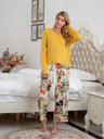 Round Neck Top and Printed Pants Lounge Set - V.I.P Digital Presence