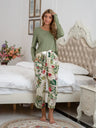 Round Neck Top and Printed Pants Lounge Set - V.I.P Digital Presence