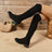 Round Toe Suede Low Heel Boots - V.I.P Digital Presence