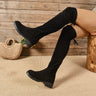 Round Toe Suede Low Heel Boots - V.I.P Digital Presence