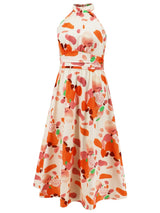 Ruched Printed Halter Neck Dress - V.I.P Digital Presence