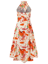 Ruched Printed Halter Neck Dress - V.I.P Digital Presence