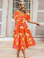 Ruched Printed Surplice Short Sleeve Dress - V.I.P Digital Presence