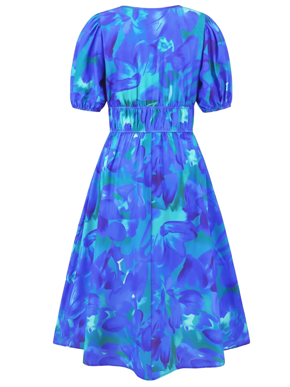 Ruched Printed Surplice Short Sleeve Dress - V.I.P Digital Presence