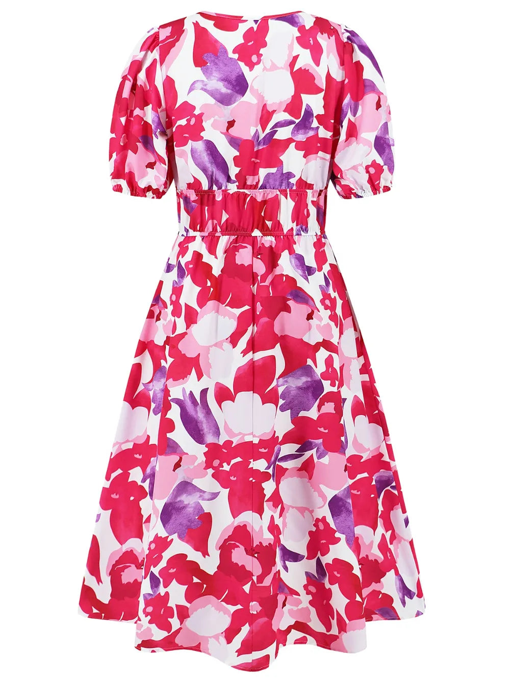 Ruched Printed Surplice Short Sleeve Dress - V.I.P Digital Presence
