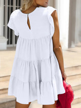 Ruched Round Neck Cap Sleeve Mini Dress - V.I.P Digital Presence