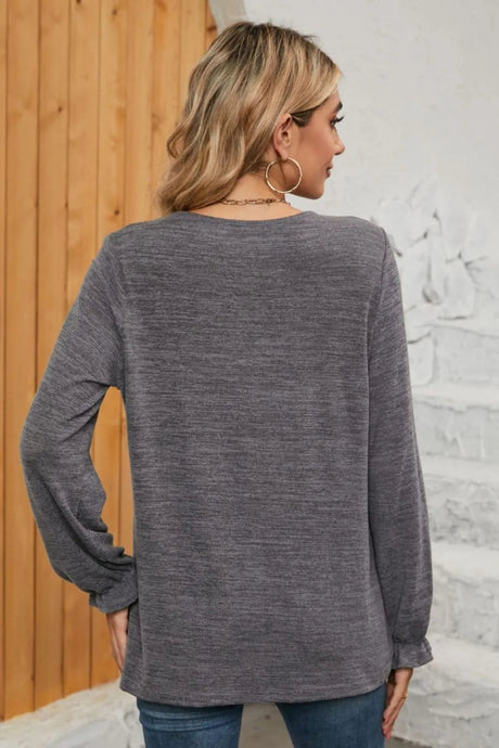 Ruched Round Neck Flounce Sleeve T-Shirt - V.I.P Digital Presence