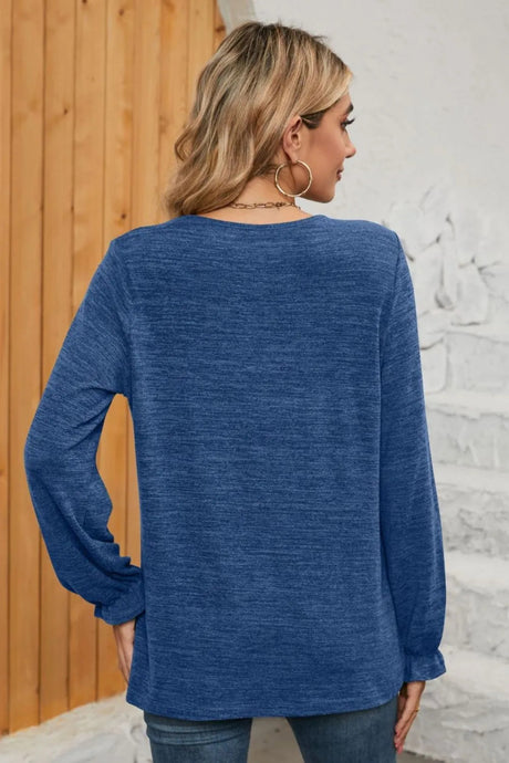 Ruched Round Neck Flounce Sleeve T-Shirt - V.I.P Digital Presence