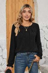 Ruched Round Neck Flounce Sleeve T-Shirt - V.I.P Digital Presence