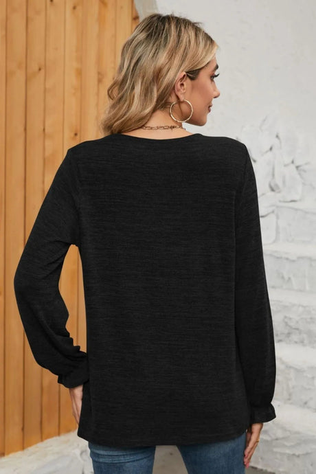 Ruched Round Neck Flounce Sleeve T-Shirt - V.I.P Digital Presence