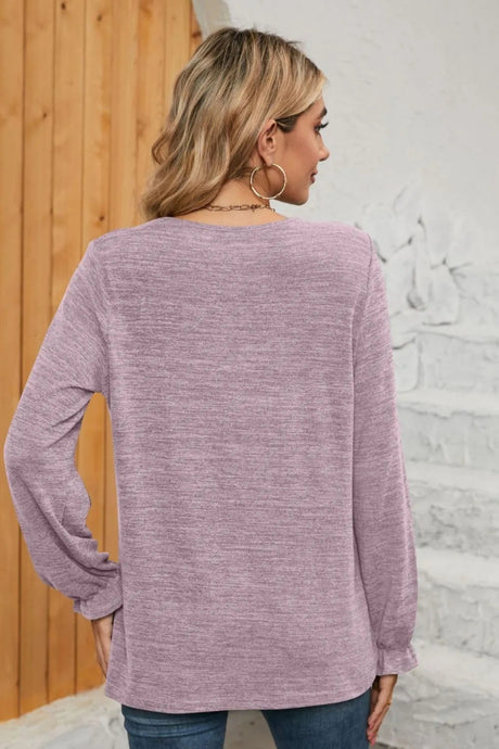 Ruched Round Neck Flounce Sleeve T-Shirt - V.I.P Digital Presence