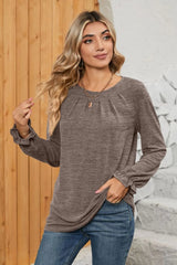 Ruched Round Neck Flounce Sleeve T-Shirt - V.I.P Digital Presence