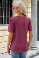 Ruched Round Neck Short Sleeve T-Shirt - V.I.P Digital Presence