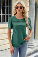 Ruched Round Neck Short Sleeve T-Shirt - V.I.P Digital Presence