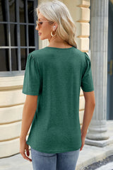 Ruched Round Neck Short Sleeve T-Shirt - V.I.P Digital Presence