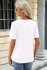 Ruched Round Neck Short Sleeve T-Shirt - V.I.P Digital Presence