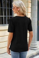 Ruched Round Neck Short Sleeve T-Shirt - V.I.P Digital Presence