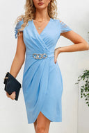 Ruched Surplice Cap Sleeve Mini Dress - V.I.P Digital Presence