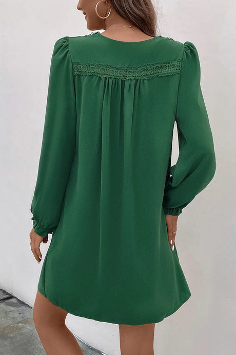 Ruched V-Neck Flounce Sleeve Dress - V.I.P Digital Presence