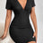 Ruched V-Neck Short Sleeve Dress - V.I.P Digital Presence