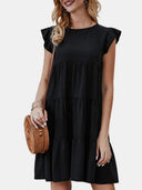 Ruffled Round Neck Cap Sleeve Mini Dress - V.I.P Digital Presence