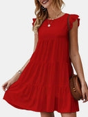 Ruffled Round Neck Cap Sleeve Mini Dress - V.I.P Digital Presence