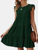 Ruffled Round Neck Cap Sleeve Mini Dress - V.I.P Digital Presence