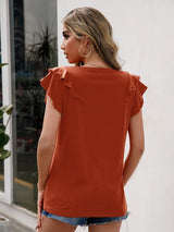 Ruffled Round Neck Cap Sleeve T-Shirt - V.I.P Digital Presence