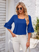 Ruffled Suqare Neck Half Sleeve Blouse - V.I.P Digital Presence