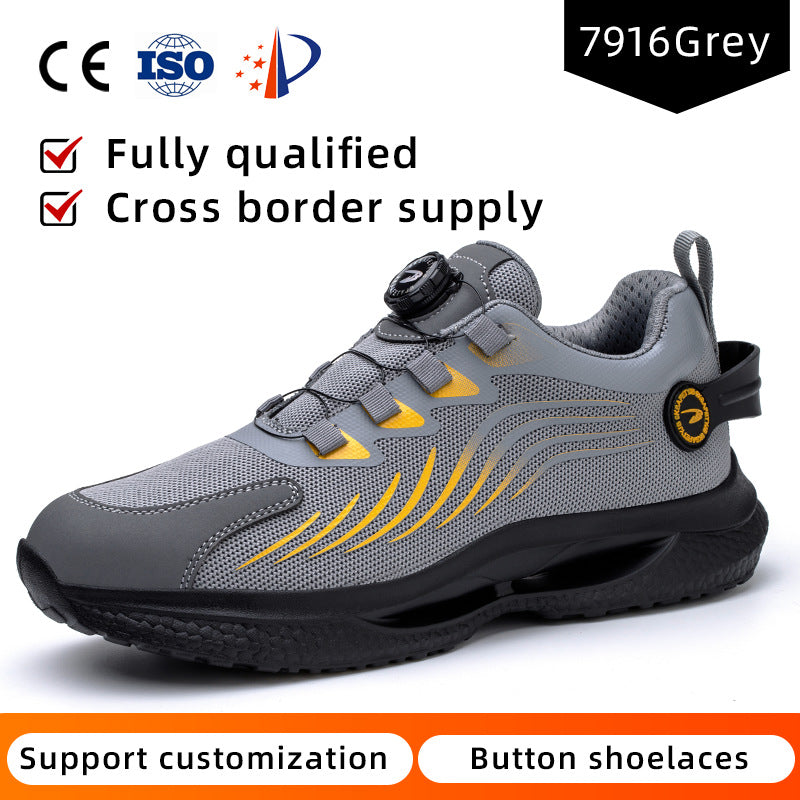 Safety shoes anti smashing anti piercing anti slip wear-resistant steel toe shoes lazy no tie safety shoes - V.I.P Digital Presence