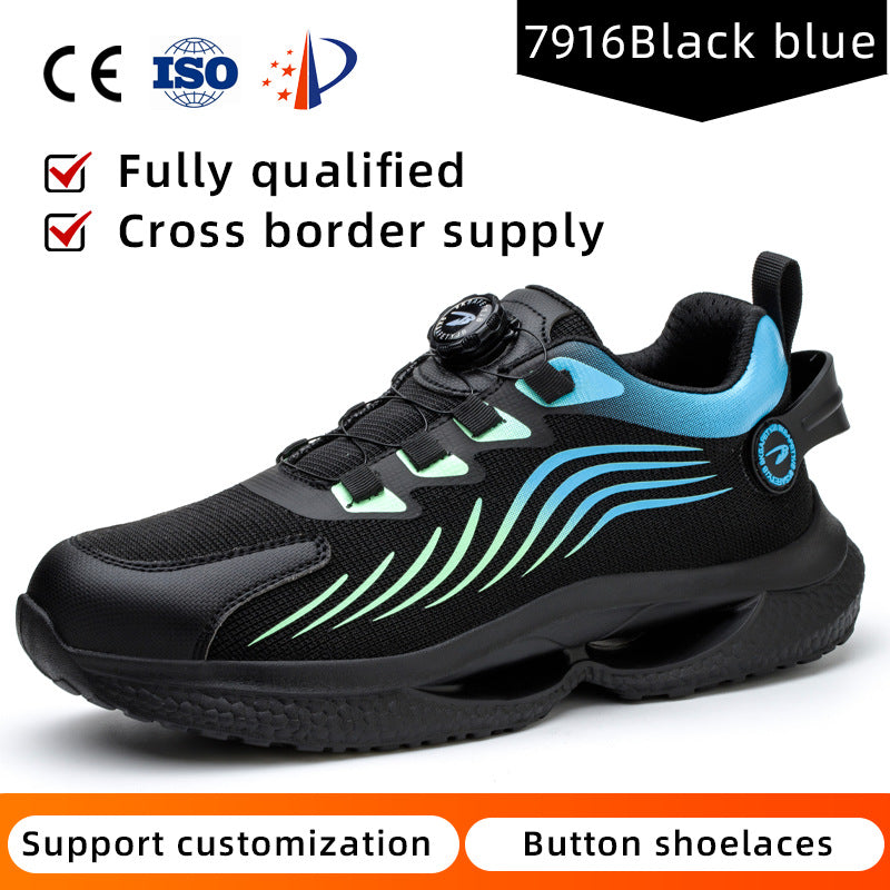 Safety shoes anti smashing anti piercing anti slip wear-resistant steel toe shoes lazy no tie safety shoes - V.I.P Digital Presence