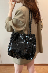 Sequin Braided Strap Shoulder Bag - V.I.P Digital Presence