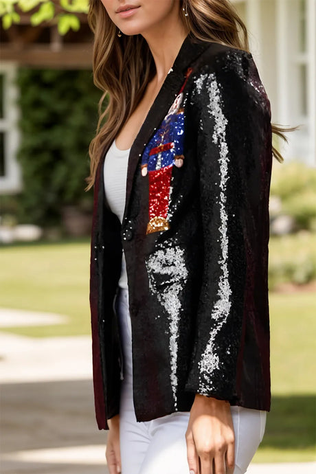 Sequin Nutcracker Long Sleeve Blazer - V.I.P Digital Presence