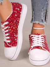 Sequin Round Toe Flat Sneakers - V.I.P Digital Presence
