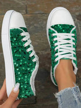 Sequin Round Toe Flat Sneakers - V.I.P Digital Presence