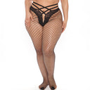 Sexy Cross-Strap Suspender Thigh-High Fishnet Tights with Lace Jacquard and Super Stretchy Large Mesh for Women" - V.I.P Digital Presence
