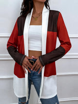 Shiny Color Block Open Front Cardigan - V.I.P Digital Presence