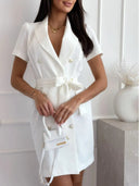 Short Sleeve Tie Waist Mini Dress - V.I.P Digital Presence