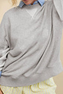 Side Slit Round Neck Long Sleeve Sweatshirt - V.I.P Digital Presence